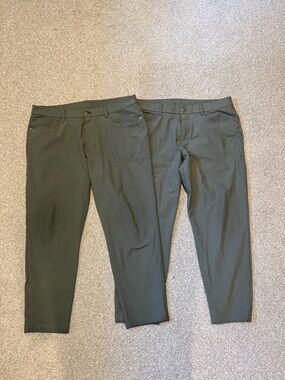 Bundle of two Lululemon ABC slim fit pants in light gray green